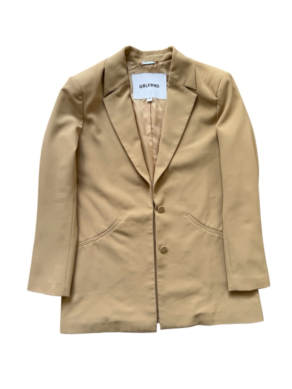 GRLFRND Tailored Blazer—Tan, Size S